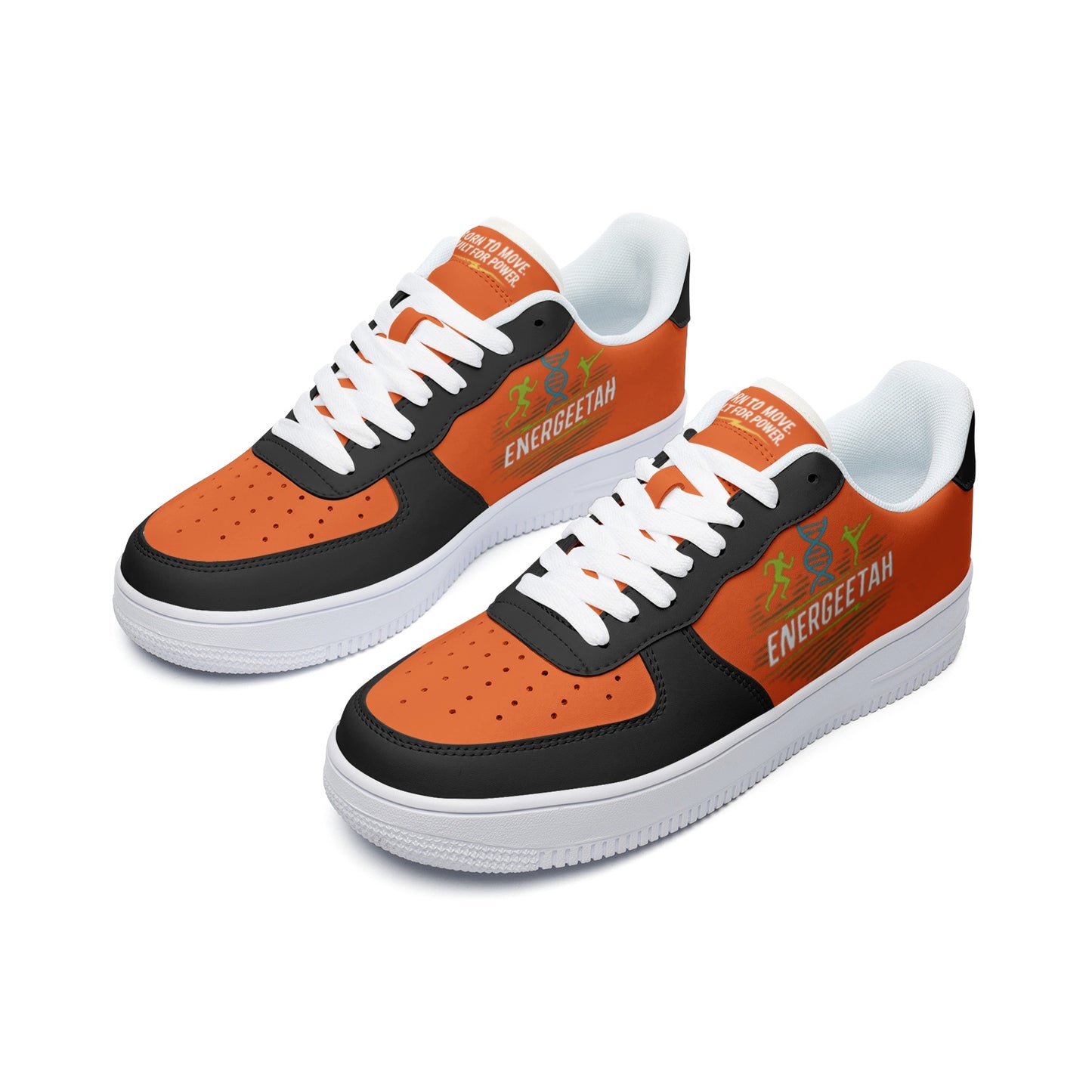 Unisex Energeetah Power Low Top Leather Sneakers - Orange