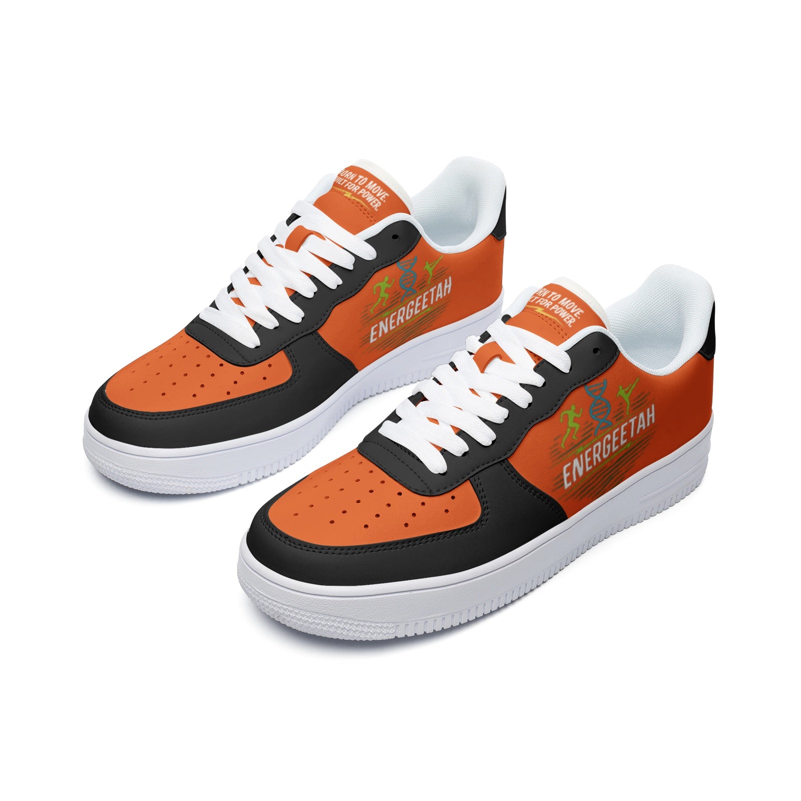 Unisex Energeetah Power Low Top Leather Sneakers - Orange