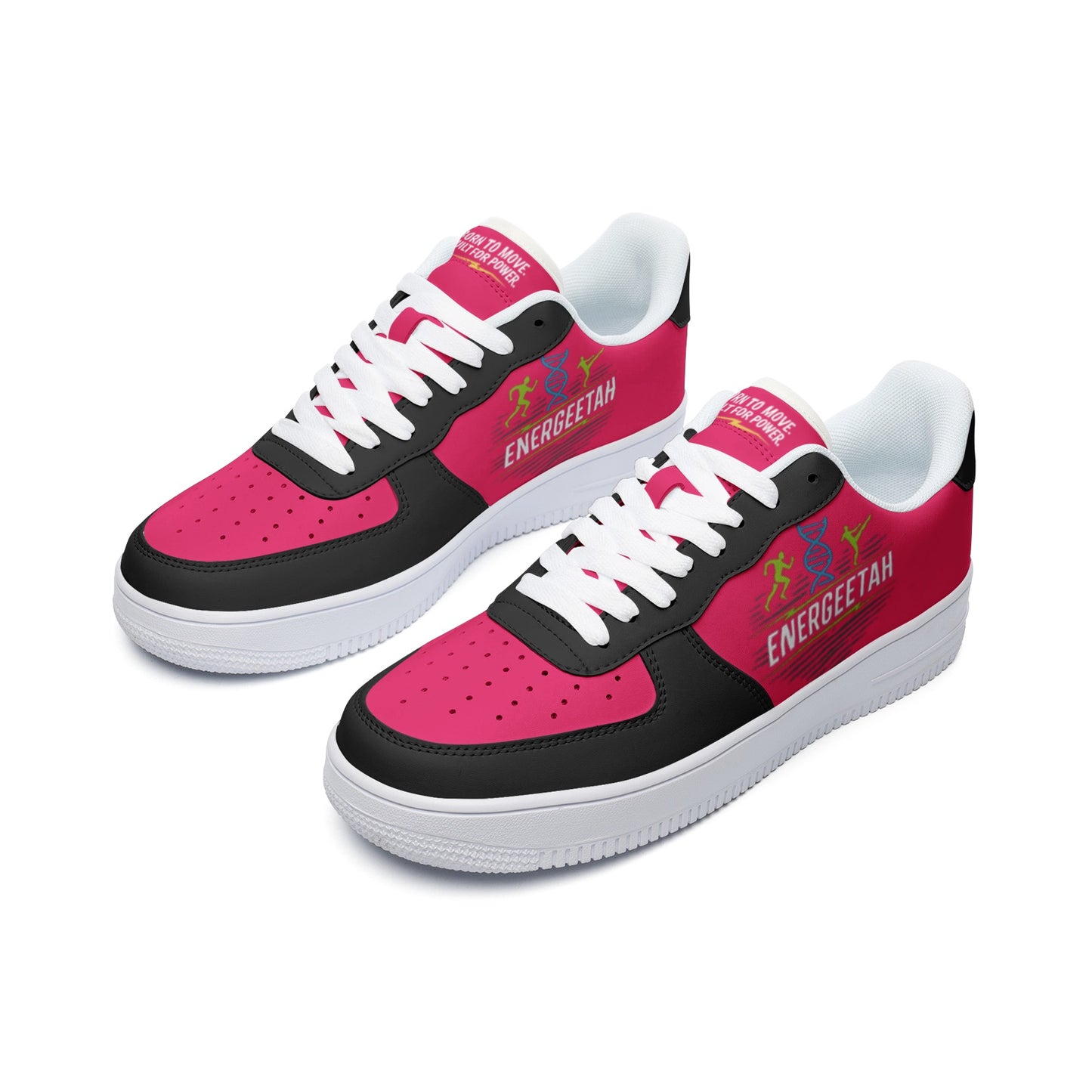 Unisex Energeetah Power low Top Leather Sneakers- Red